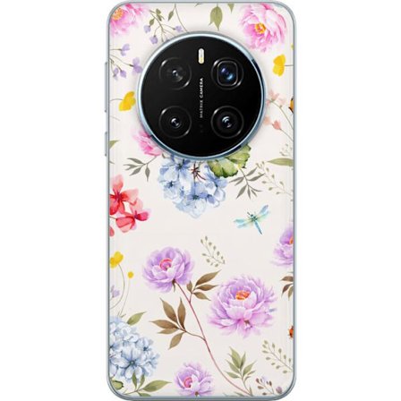 Kompatibelt Mobildeksel til Honor Honor Magic7 Pro Blomstrete mønster med håndmalte blomster, sommerfugler og insekter i romantisk skandinavisk stil