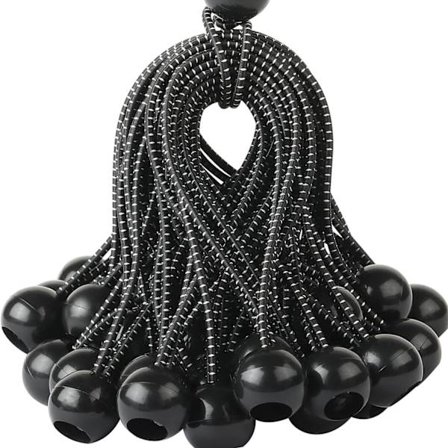 50 Pak Lange Bungee-Snore med Spænde til Telte, Telte, Bannere og Presenninger