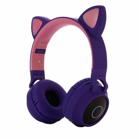 Bluetooth 5.0 Cat Ear -kuulokkeet taitettavat korvalla kiinnitettävät langattomat stereokuulokkeet (violetti) purple