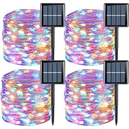 Solcelle-lyskæde 4-pak 30m 300 LED, udendørs dekorationslys til have & fest_OF