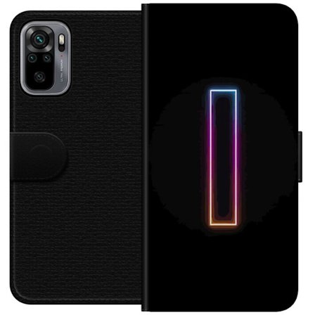 Kompatibel Tegnebogsetui til Xiaomi Xiaomi Redmi Note 10S Minimalistisk neonbogstav I i regnbuefarver mod mørk baggrund