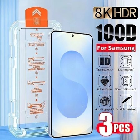 3-pack 4K Ultra HD Härdat Glas Film för Galaxy S25 S24 S23 Ultra S21 S22 Plus S25 Edge Enklicksinstallation Skärmskydd