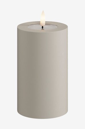 DeluxeHomeart - LED-ulkopuolen pylväskynttilä 7,5x12,5 cm. - Beige - Koristevalaisimet - - Homeroom