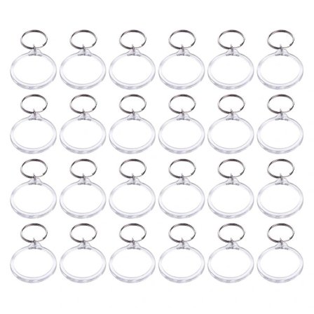 24 stk. fotoringnøkler, gjør-det-selv-nøkkelringer med runde bilder