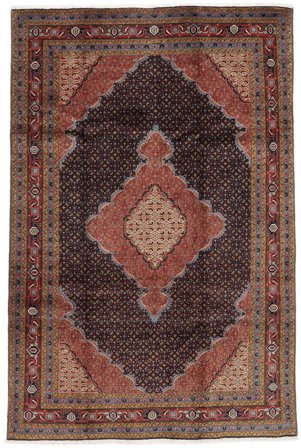 Anudada A Mano Ardabil Fine Alfombra 196X293 De Lana Negro/Rojo Oscuro