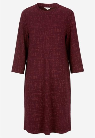 Cellbes of Sweden - Mønstret kjole med sidelommer i vinrød / mønstret til damer i størrelse 34/36