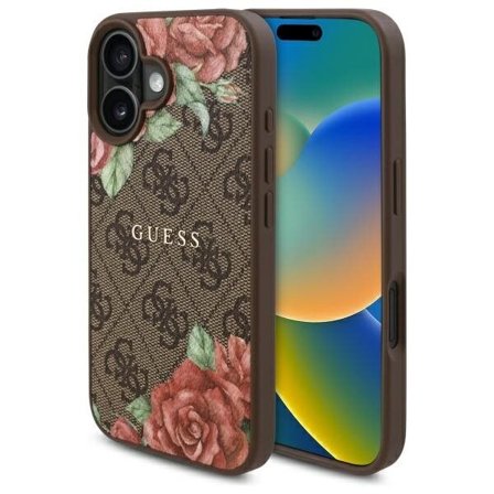 Guess GUHMP16SP4ROPEMCW iPhone 16 6,1" brun/brun hardcase 4G Flowers Print MagSafe