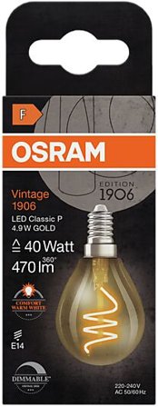 OSRAM Led Dekorasjonspære E14 Clp40 470lm Gold Dimbar Varmere Lys