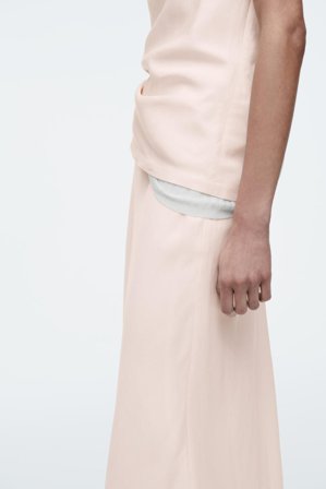 COS Women's Gonna Midi A Colonna In Misto Lino in Rosa