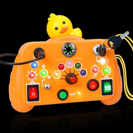 Aktivitetstavla med LED-ljus, Montessori Aktivitetstavla, Leksaker för bebisar 1+ år, för småbarn på flygplan, Presenter till pojkar och flickor (Anka