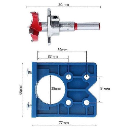 35mm Gångjärnsmall Borr Set Dolda Gångjärn Borr Lokalisering Guide Borrverktyg för Skåpsgångjärn och Monteringsplattor