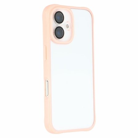 iPhone 16 Flexibelt + akryl telefonskal Anti Drop-bakstycke med inbyggt linsskydd av glas - Rosa