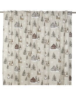 Yhdistelmänauhaverho Harald painettu joulupukkikuvio 2 kpl Ruskea