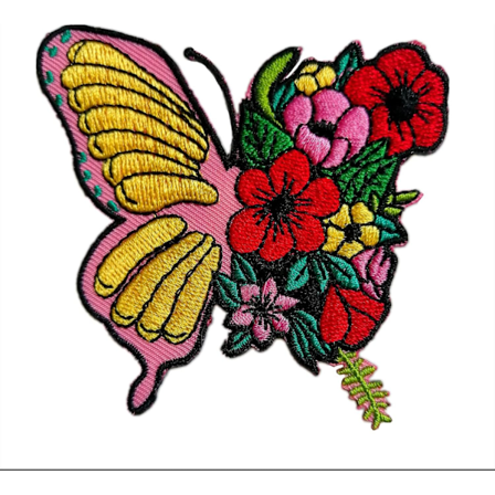 Broderade märken Stryk på Sy på Märken för Kläder Jackor etc. - Blomma Fjäril