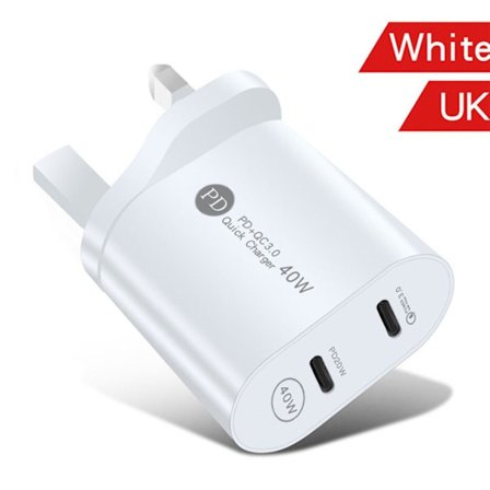 Snabbladdare Dual Port Plug WHITE UK UK