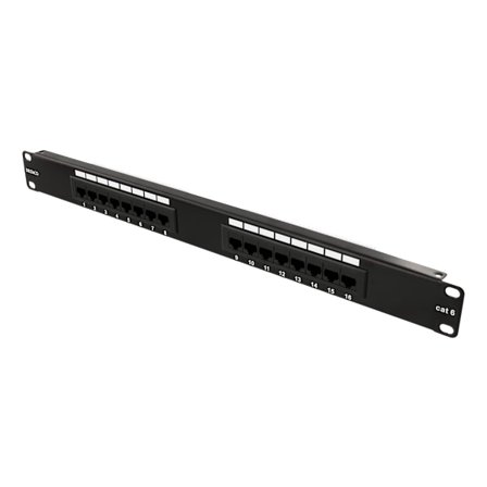 19" patch panel, 16+xRJ45, Cat6, UTP, 10Gbps, 1U