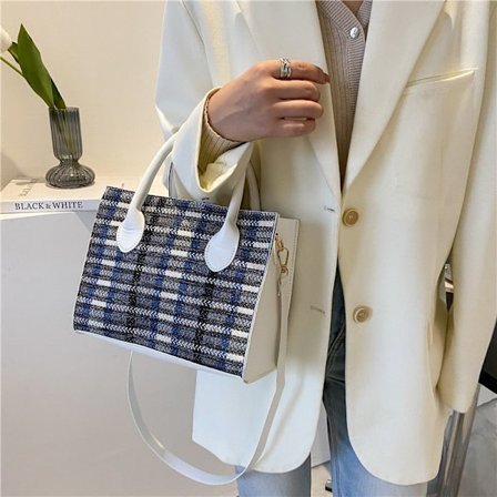 Lille firkantet taske messenger taske dametaske håndtaske gittertaske lille taske