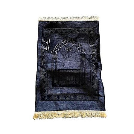 Ekstra Tyk Velvet Bedemåtte med Skridsikker Pude til Tilbedelse og Meditation, Foldbar Sort Måtte