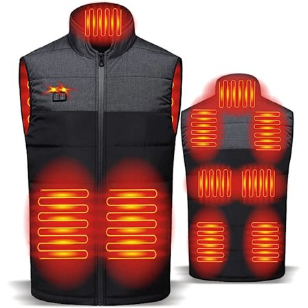 Opvarmet vest justerbar til vandring, camping og skiløb