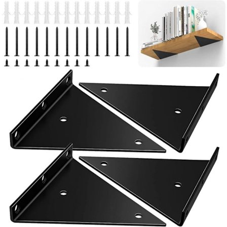 4 stycken flytande hyllkonsoler, osynlig triangulär vägg hylla