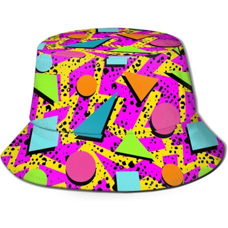 ONE Buckets Mode Solhatt Hopfällbar Utomhus Fiskarhatt för Kvinnor och Män Vintage 80-tals Memphis{HH}