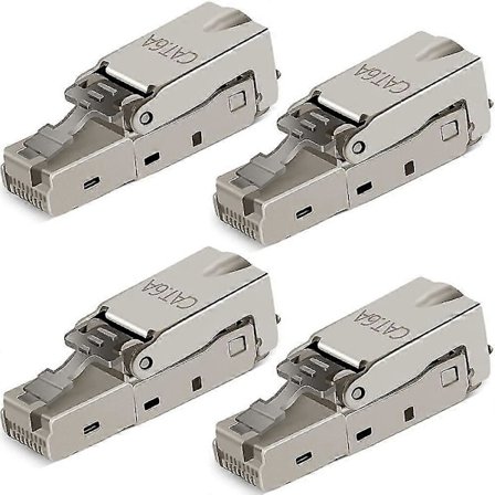 4-delt værktøjsfri RJ-45 Cat6/6a modulært feltforbindelsesstik, Cat6a Rj45 skærmet til 23-26awg installationskabel