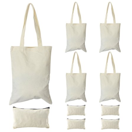 Kangaskynäpussi Tote-laukkusetti, diy-askartelu tyhjät meikkipussit(Beige)