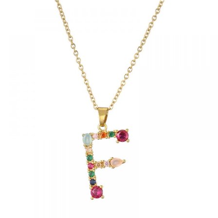 Halsband för kvinnor - Halsband med engelsk bokstav F-hänge