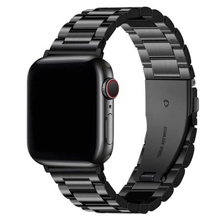 Metallisk rustfritt stål klokkeutskiftingsbånd for iWatch/Apple Watch Series 8/7 SE/6/5/4/3/2/1 Series Ultra, 38mm/40mm/41mm Svart