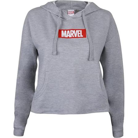 Marvel Dam/dam Box-logotyp Crop Hoodie L Sports Grey