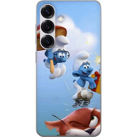 Kompatibelt Mobilskal till Samsung Galaxy S25 Smurfarna tecknad blå figurer retro affisch serie Schtroumpfs barndoms barndom serie design