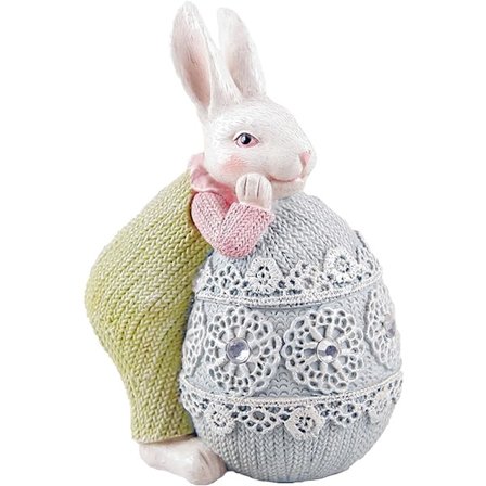 Kyssende kanin påskeegg vintage harpiks fargerike påskeegg kaniner Valentins kaninfigur statue vår påskedekorasjon (blå)