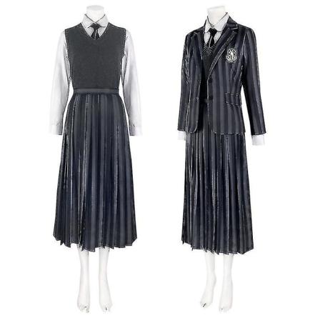 Onsdagsdräktklänning Halloween Cosplay Festdräkt M