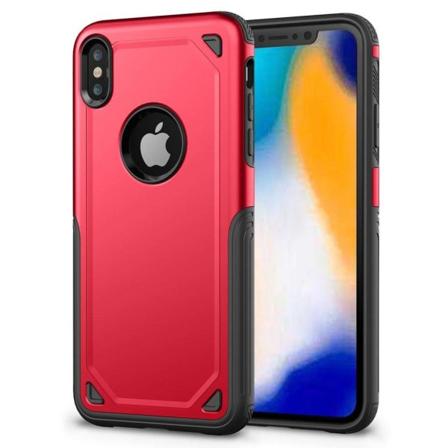 iPhone Xs Max pansret, robust hybridetui - Rød Red