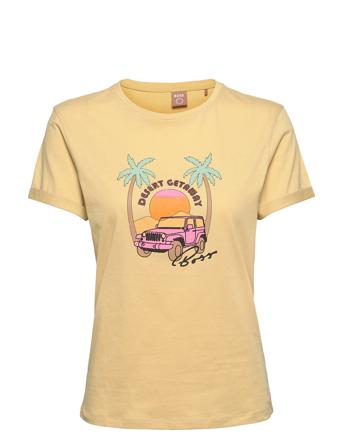 C_Esummer T-shirts & Tops Short-sleeved Beige BOSS