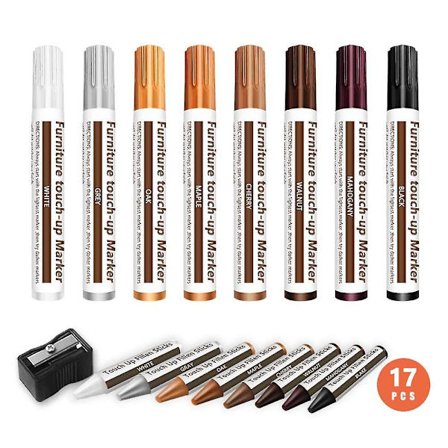 17 stk møbelreparasjon sett tre reparasjon markører touch-up penn, reparasjonssett, markører og voks stifter