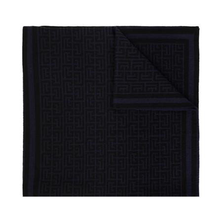 Balmain, Monogrammed wool scarf Blauw, Dames, Maat:ONE Size