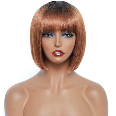 Korte parykker for kvinner Omber brune parykker med smell naturlig utseende varmebestandig