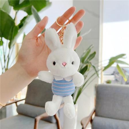 Cartoon Mini Plysj Fluffy Doll nøkkelring og Animal Soft Kawaii D Blue