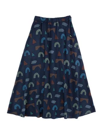 Playful All Over Flared Skirt Knelangt Skjørt Marineblå Bobo Choses