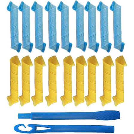 Manuaaliset hiuskihartimet ilman lämpöä, 20 kpl lämpöä vaatimattomia hiusaaltoja ja kiharoita sekä 1 tyylitelty koukku 50 cm