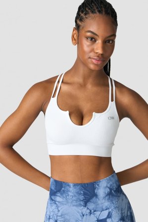 ICANIWILL - Ribbed Define Seamless Strappy Bra White - Dames - sportkleding van ICIW