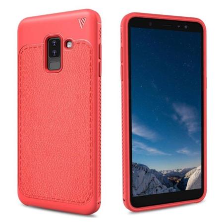 IVSO Gentry Series Samsung Galaxy A6 Plus mobiletui i kunstlæder med Litchi overflade - Rød Red