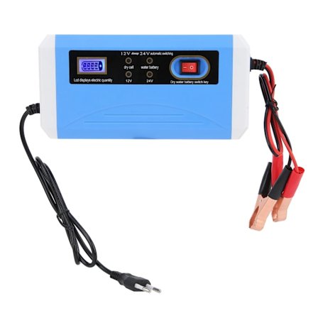 Bilbatterilader 12V/24V Effektiv Intelligent LCD-skjerm Automatisk Overføring Pulsreparasjon for 10Ah‐200Ah 110‐240V