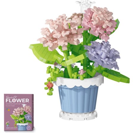 Blomsterbukett Byggsats med Bas, Mini Blomster Byggklossar Leksak Konstgjorda Blommor för Hemmakontorsdekoration, Botanisk Samling Byggnad