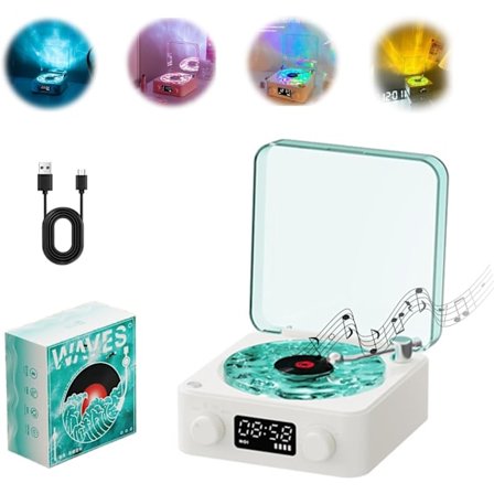 The Waves Vinyl Player, Wave Retro Vinyl Record Player Wireless Bluetooth Speaker {FW}