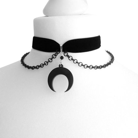 Choker Halsband Multi Chains Gotisk Stil Cool Kort Måne Form Ihålig Kvinnor Halsband Kvinnlig Accessoar
