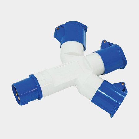 Adaptador de corriente de tierra, 220 V, de CEE a 3 x Schuko