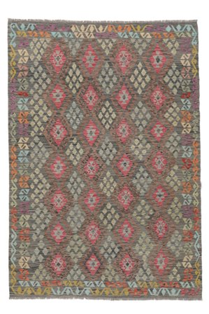 202X288 Dywan Orientalny Kilim Afgan Old Style Brunatny/Czarny (Wełna, Afganistan) Carpetvista