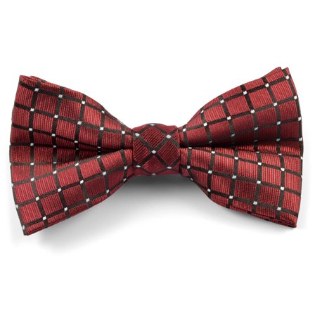 Bordeaux Chequered Pre-Tied Bow Tie for Men - Pre-tied bow ties